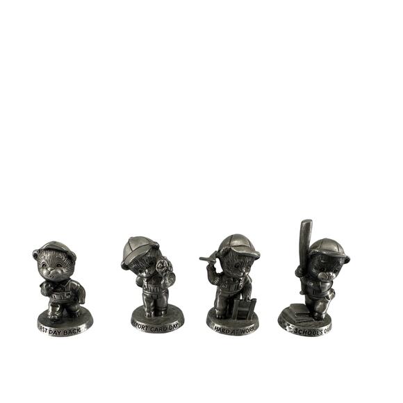 Vintage Avon Benjamin J. Bearington Fine Pewter Figurine Set 4 with Boxes & Bags - Picture 1 of 10